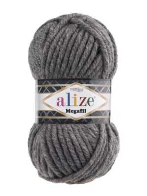 SUPERLANA MEGAFIL 182 Medium Grey Melange 300x400 - Alize Superlana Megafil - 182 (средне-серый)