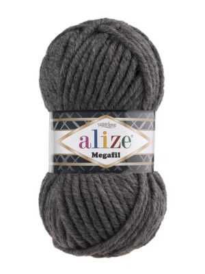 196 Alize Superlana Megafil (темно-серый) упаковка