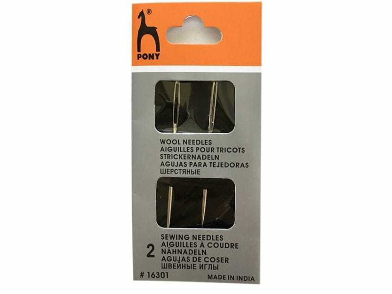 Иглы швейные для шерсти, сталь 52 мм PONY Иглы швейные для шерсти 52 мм PONY (2 шт) — изображение 1